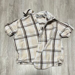 Plaid Kids Shirt in Brown and Cream